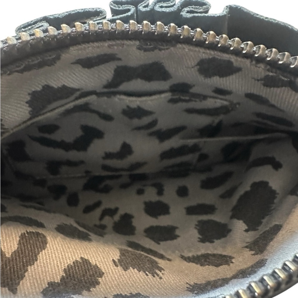 Betsey Johnson Geniune Leather Ruffle Evening Handbag Clutch Crossbody - Black - Picture 5 of 5